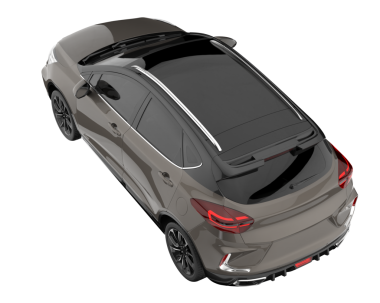 Siyah araba arka planda izole edilmiş. 3D görüntüleme - illüstrasyon