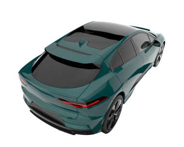 Beyaz sırtlı 3 boyutlu bir araba.