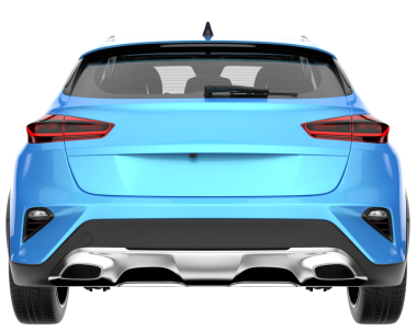 Modern mavi spor arazi aracı gri arka planda izole edilmiş. 3d oluşturma