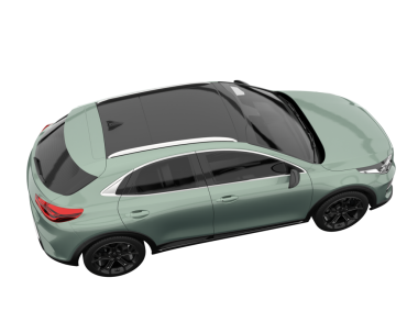 Modern araba arka planda izole edilmiş. 3D görüntüleme - illüstrasyon