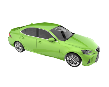 Yeşil araba arka planda izole edildi. 3D görüntüleme - illüstrasyon