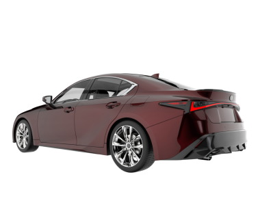 Siyah arka lambası olan modern bir araba. 3 d