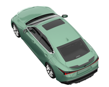 Işık arkaplanındaki bir arabanın 3 boyutlu canlandırması.