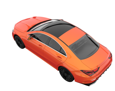 turuncu modern araba. Yan görünüş. 3d oluşturma