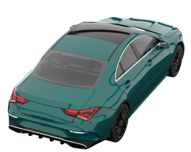 Modern araba arka planda izole edilmiş. 3D çizim - güzel yeşil bir araba ile illüstrasyon.