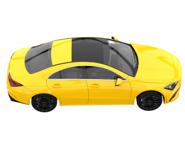 modern sarı araba yan görünümü beyaz arkaplanda izole