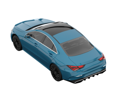 Modern araba arka planda izole edilmiş. 3D görüntüleme - illüstrasyon