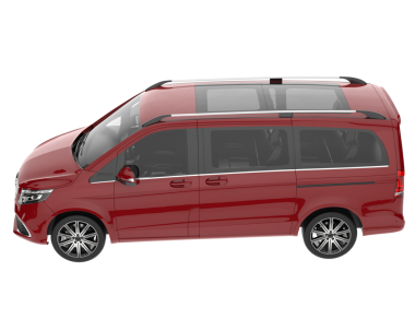 Gerçekçi kırmızı minibüs beyaz üzerine izole