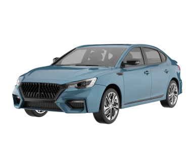 Gri arka planda modern mavi araba