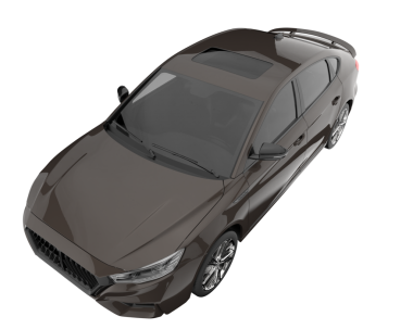 Siyah araba beyaz arka planda izole edildi. 3D görüntüleme - illüstrasyon