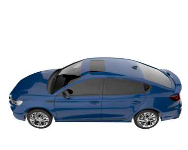 mavi araba beyaz arkaplanda izole edildi.