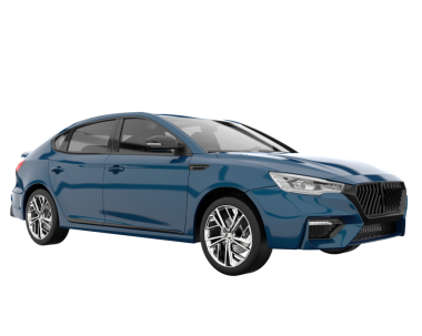 Modern mavi araba. Ön manzara. 3 Boyutlu Hazırlama