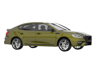 Gerçekçi bir sedan. Araba manzaralı. 3d oluşturma.