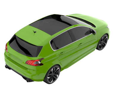 Modern yeşil şehir arabası - yan görüş. 3d görüntüleme - resim