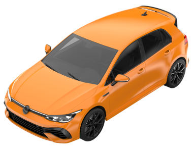 turuncu araba siyah arka planda izole edildi 3 boyutlu görüntüleme