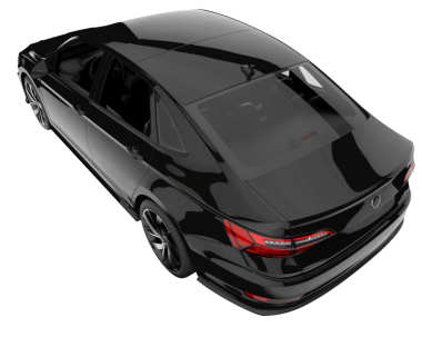 Siyah arka planı olan siyah bir araba. 3d oluşturma