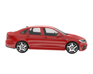 Kırmızı modern araba beyaz üzerine izole edilmiş. 3D görüntüleme - ön görünüm