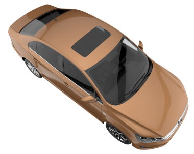 Beyaz arka planda izole edilmiş bir arabanın 3 boyutlu resmi