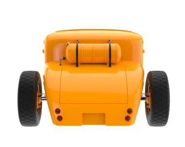 turuncu küçük kamyon beyaz arka planda izole edildi. 3 boyutlu görüntüleme