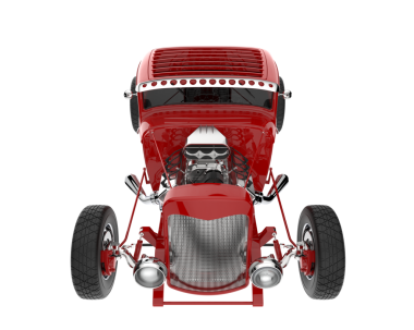 Beyaz arka planda kırmızı klasik araba