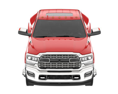 Gerçekçi kırmızı kamyonet beyaz arka planda izole edilmiş. 3 boyutlu illüstrasyon - 3 boyutlu