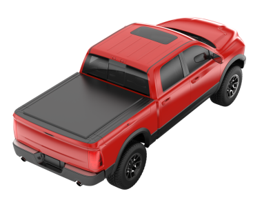 Arka tarafı kırmızı, modern bir araba. 3 Boyutlu Hazırlama.