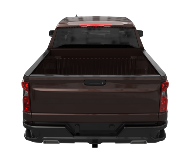 Arkadan çekilen modern bir pikap beyaz arka planda izole edilmiş.