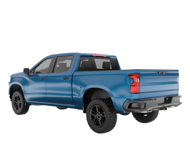 Beyaz zemin üzerine mavi kamyon