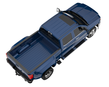 Beyaz arka planda izole edilmiş mavi bir kamyonet..