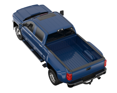 mavi araba beyaz arkaplanda izole edildi, üst görünüm.