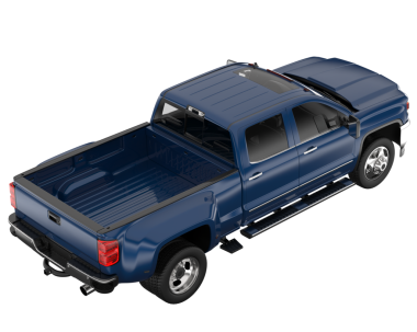 Mavi kamyonet beyazda izole edilmiş. 3d oluşturma