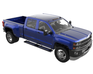 Beyaz arka planda mavi, modern kamyonet.