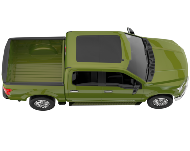 Beyaz arka planda izole edilmiş yeşil minibüsün yan görüntüsü. 3d oluşturma