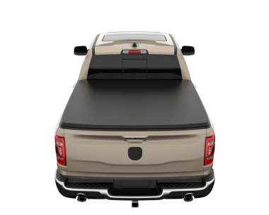 Boş ekranlı siyah bir kamyonet. 3d oluşturma