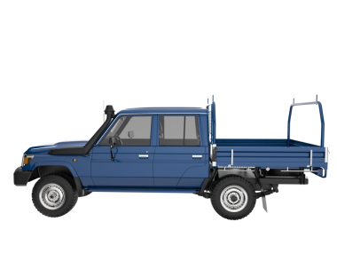 Beyaz arka planda izole edilmiş mavi bir kamyonet.