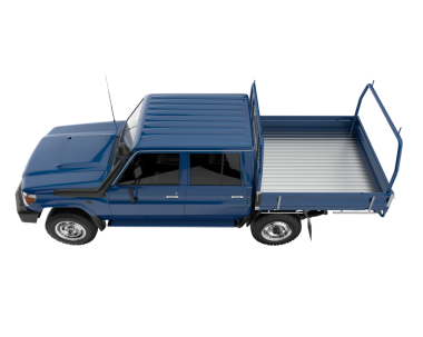 Teslimat için mavi kamyonet.