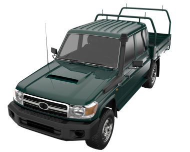 Beyaz arka planda yeşil kamyonet