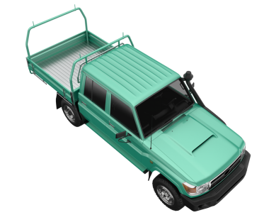 Uzun kuyruklu, beyaz tenli modern yeşil kamyonet. 3d oluşturma