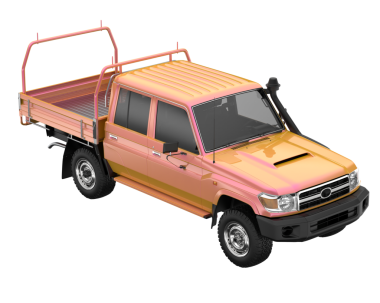 Yansıtıcı bir SUV 'un 3 boyutlu görüntülemesi beyaz arka grupta izole edildi