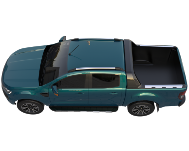 Siyah arka planda yeşil arka planı olan modern ticari minibüs. 3 d