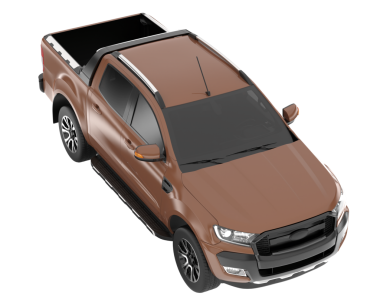 Beyaz arka planda izole edilmiş turuncu ve modern bir arabanın 3 boyutlu görüntüsü