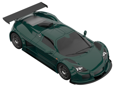 İzole edilmiş yeşil ve kırmızı bir yarış arabasının çizimi. yüksek kaliteli resimleme