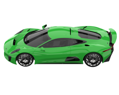 Beyaz arka planda izole edilmiş yeşil spor araba. 3d oluşturma