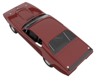 Koyu arkaplanı olan kırmızı bir arabanın 3 boyutlu görüntüsü