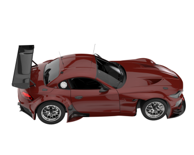 beyaz arka planda modern spor araba, 3 boyutlu illüstrasyon