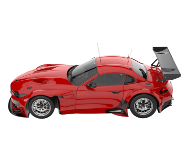 Gri arka planda izole edilmiş kırmızı modern araba. 3d illüstrasyon