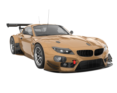 Beyaz arka planda modern bir araba. 3d oluşturma