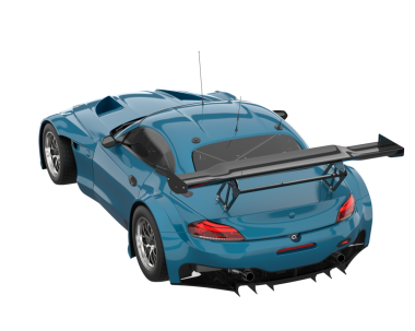 Arka planda modern bir araba. 3d illüstrasyon - oluşturma