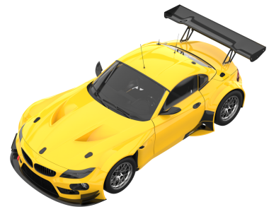 Sarı çatılı modern araba.