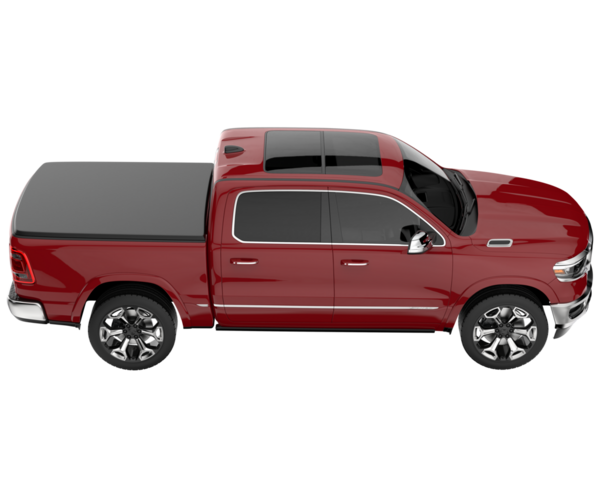 Beyaz arka planda modern kırmızı kamyonet